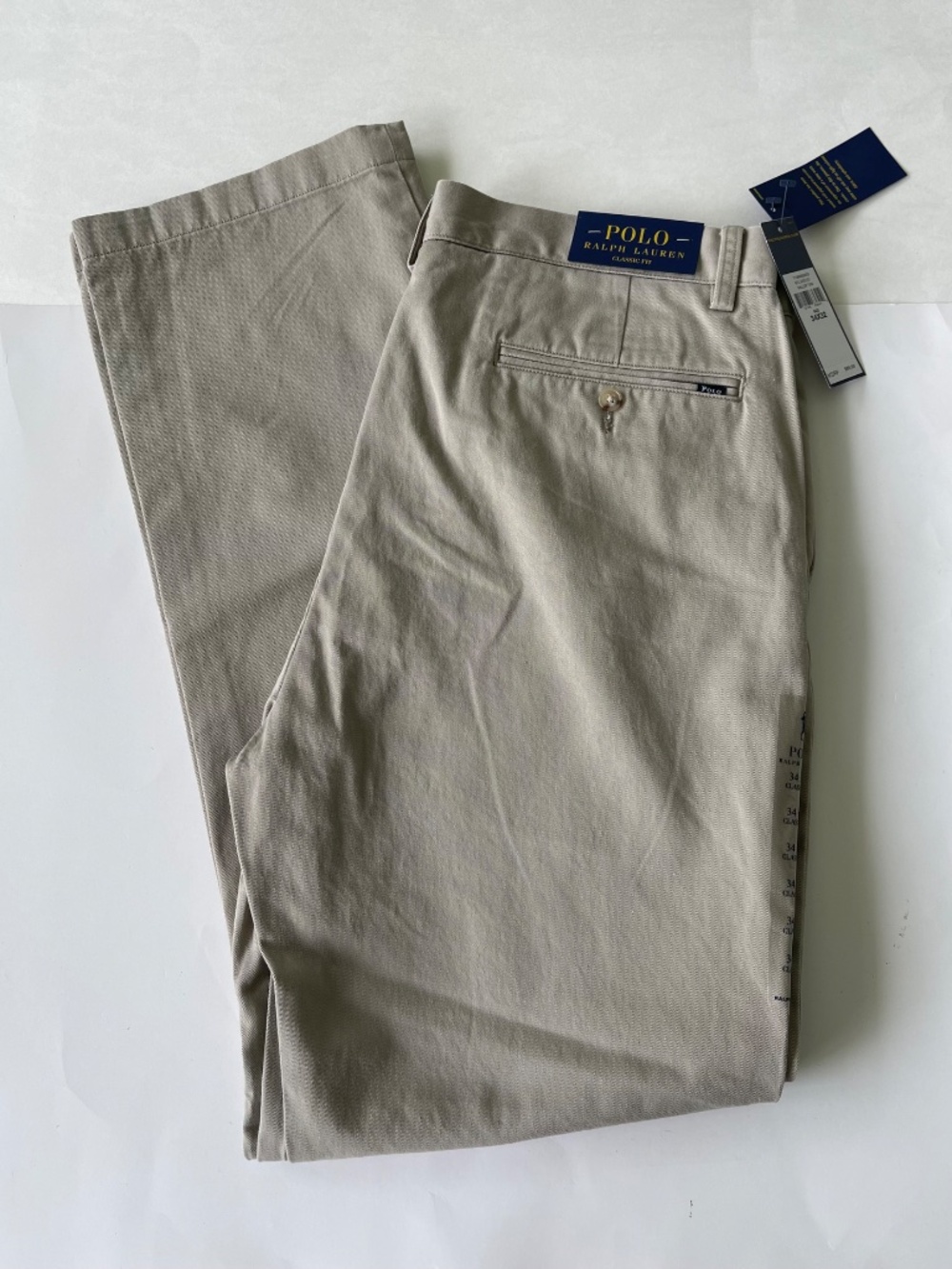 Polo Ralph Lauren Chino Pants Khaki Classic Fit Mens Size 34x32 NWT - Picture 3 of 12